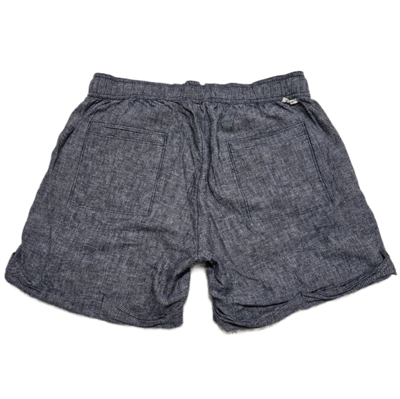 Woolrich Drawstring Shorts Linen Blend Navy Blue Heather Size Small - Picture 2 of 9